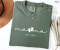 Mama EST 2026 Shirt | New Mom Comfort Colors Tee | Baby Footprint Mother's Day Gift for New Moms