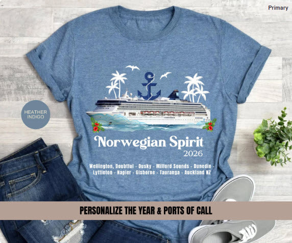 Norwegian Spirit 2026 Cruise Shirt | New Zealand Itinerary Tee | Wellington Auckland Souvenir