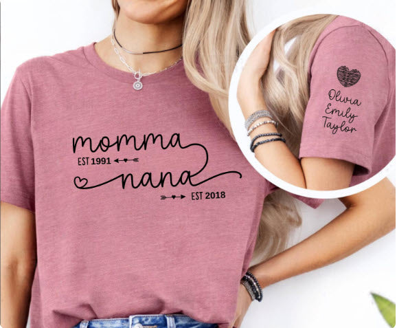Personalized Mom & Grandma Est. Shirt | Custom Gift for Mom, Grandma & New Parents