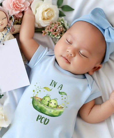 Two Peas in a Pod Twin Bodysuit Set | Cute Matching Baby Shower Gift for Twins