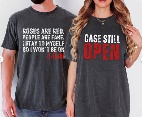Funny Valentine's Day Couple Shirts | Roses Are Red First 48 & Case Still Open Matching Set