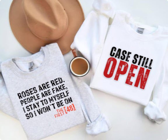 Funny Valentine's Day Couple Shirts | Roses Are Red First 48 & Case Still Open Matching Set