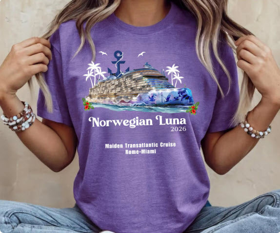 Norwegian Luna 2026 Shirt | Maiden Transatlantic Cruise Tee | Rome to Miami