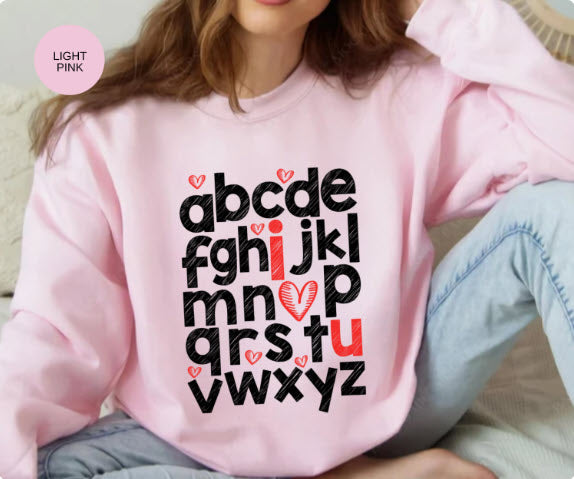 Teacher Valentine Sweatshirt | ABC Alphabet Heart Tee for Teachers