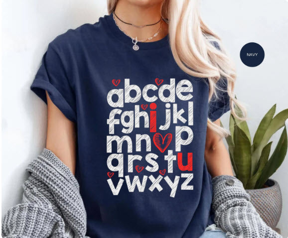 Teacher Valentine Sweatshirt | ABC Alphabet Heart Tee for Teachers