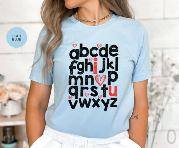 Teacher Valentine Sweatshirt | ABC Alphabet Heart Tee for Teachers