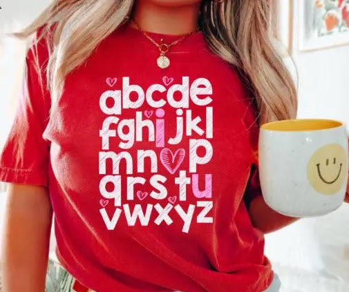 Teacher Valentine Sweatshirt | ABC Alphabet Heart Tee for Teachers
