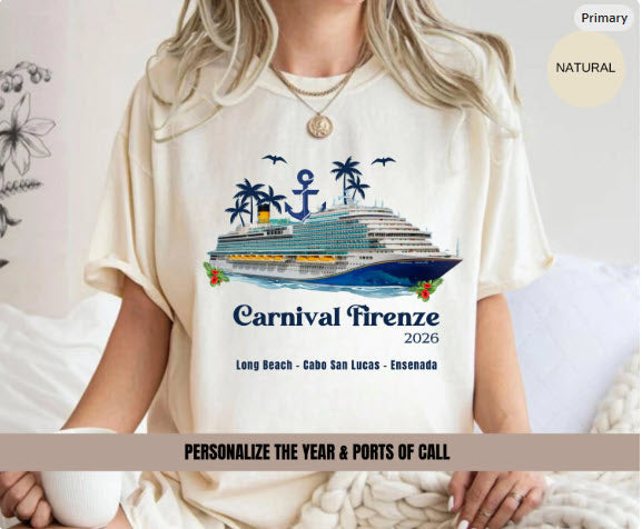 Carnival Firenze Cruise Shirt | Personalized Year & Ports of Call Tee