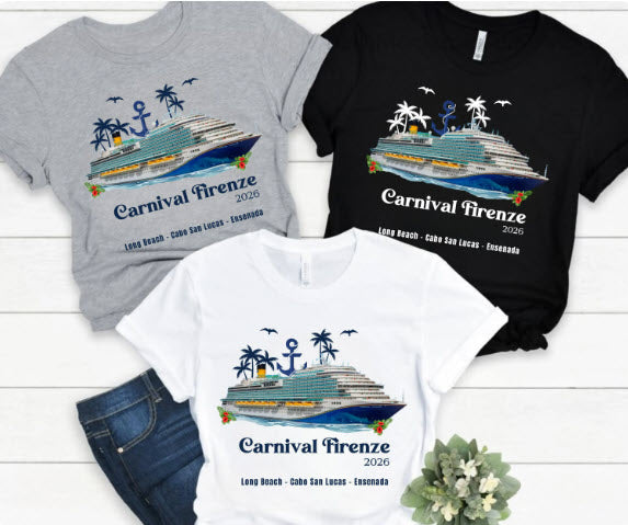 Carnival Firenze Cruise Shirt | Personalized Year & Ports of Call Tee