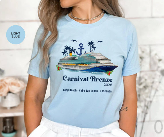 Carnival Firenze Cruise Shirt | Personalized Year & Ports of Call Tee