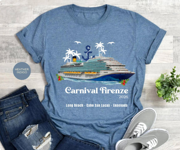 Carnival Firenze Cruise Shirt | Personalized Year & Ports of Call Tee