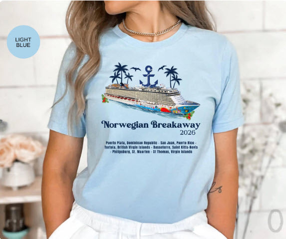 Norwegian Breakaway Cruise Shirt | Personalized Year & Ports of Call Tee