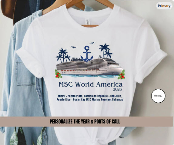 MSC World America Cruise Shirt | Personalized Year & Ports of Call Tee