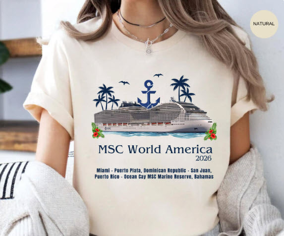 MSC World America Cruise Shirt | Personalized Year & Ports of Call Tee