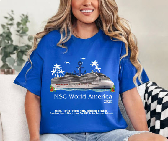 MSC World America Cruise Shirt | Personalized Year & Ports of Call Tee