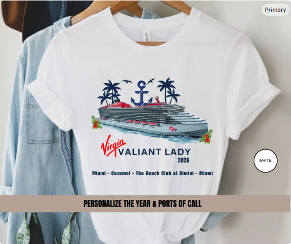 Virgin Voyages Valiant Lady Cruise Shirt | Personalized Matching Family Vacation Tee