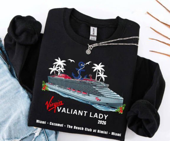 Virgin Voyages Valiant Lady Cruise Shirt | Personalized Matching Family Vacation Tee
