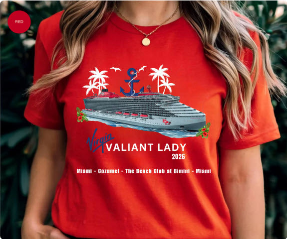 Virgin Voyages Valiant Lady Cruise Shirt | Personalized Matching Family Vacation Tee