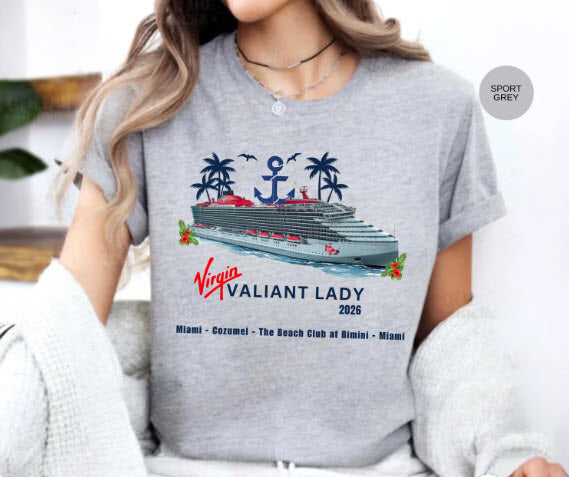 Virgin Voyages Valiant Lady Cruise Shirt | Personalized Matching Family Vacation Tee
