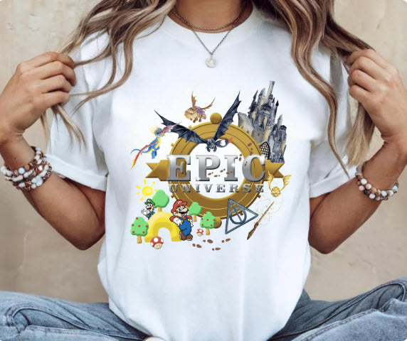 Epic Universe Shirt | Universal Theme Park Tee | Mario & Fantasy Adventure Graphic T-Shirt