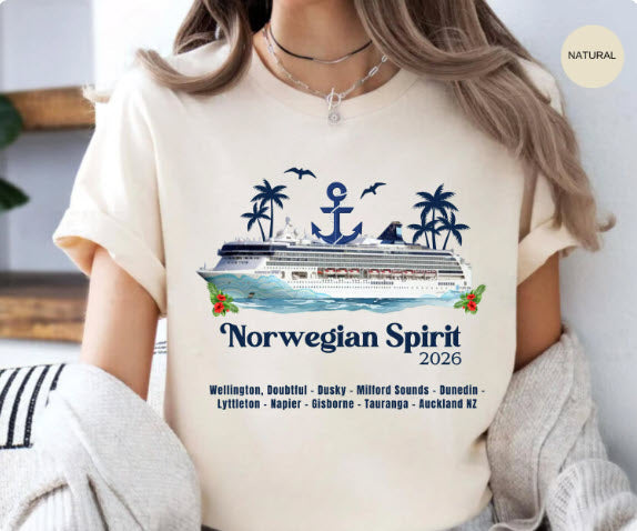Norwegian Spirit 2026 Cruise Shirt | New Zealand Itinerary Tee | Wellington Auckland Souvenir