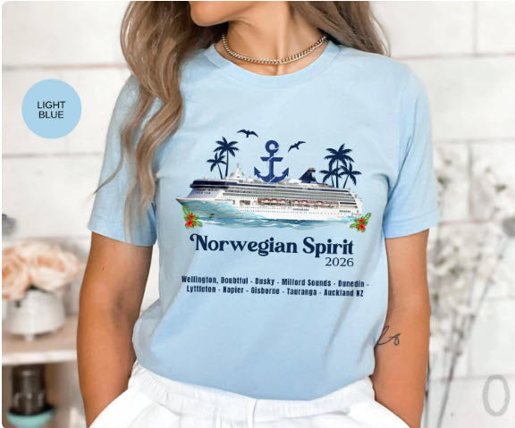 Norwegian Spirit 2026 Cruise Shirt | New Zealand Itinerary Tee | Wellington Auckland Souvenir