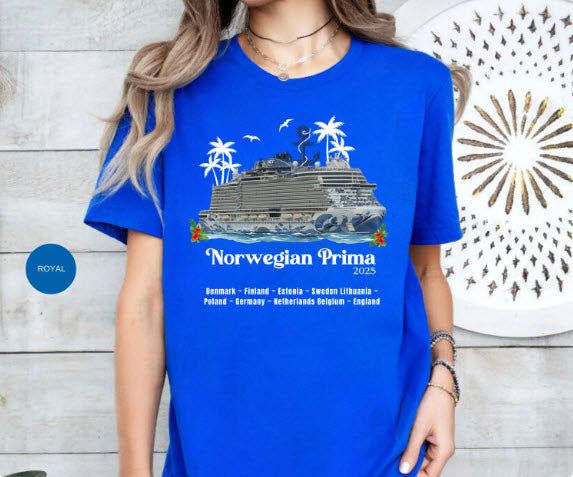 Norwegian Prima 2025 Cruise Shirt | Europe Itinerary Tee | Denmark Finland Sweden Baltic Souvenir