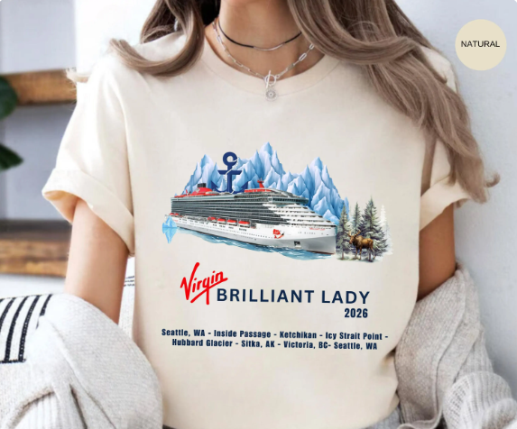 Virgin Brilliant Lady Cruise Shirt | Caribbean & Alaska Itinerary Tee | Virgin Voyages Souvenir