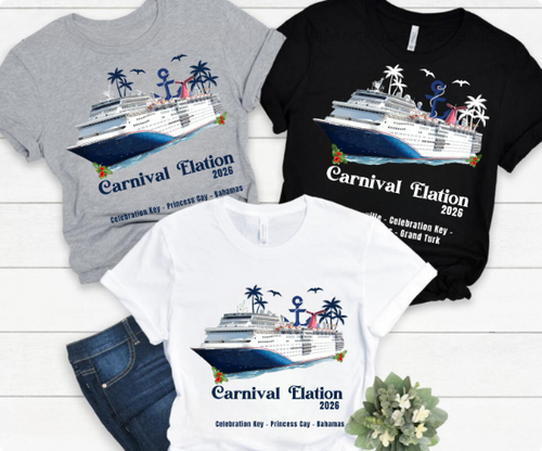 Carnival Elation Cruise Shirt | Celebration Key Princess Cay Bahamas Tee | Carnival Cruise Souvenir Gift