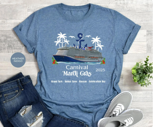 Carnival Mardi Gras Cruise Shirt | Grand Turk Amber Cove Nassau Celebration Key Tee | Carnival Cruise Souvenir