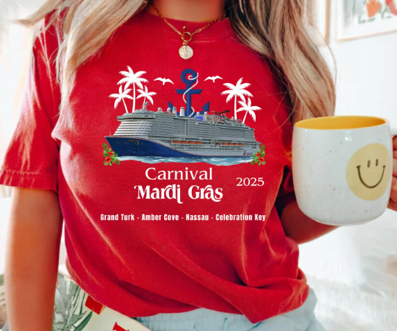 Carnival Mardi Gras Cruise Shirt | Grand Turk Amber Cove Nassau Celebration Key Tee | Carnival Cruise Souvenir
