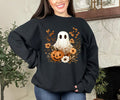 Boho Ghost Halloween Sweatshirt | Floral Ghost Pumpkin Crewneck | Cute Halloween Sweatshirt for Women | Spooky Season Sweater