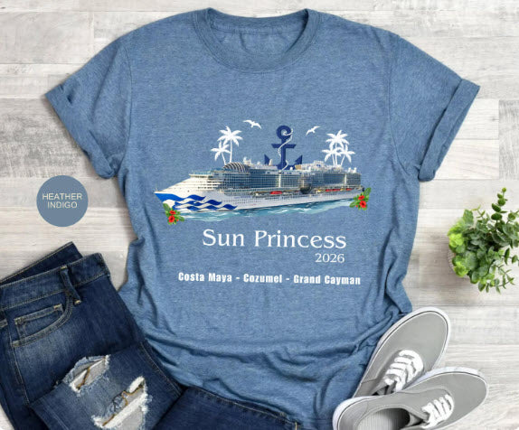 Sun Princess Cruise Shirt | Personalized Year & Ports of Call | Princess Cruises Group Tee | Custom Cruise Souvenir Shirt