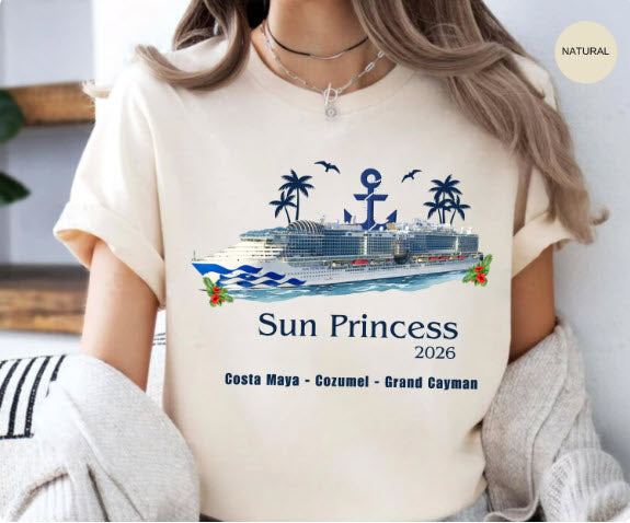 Sun Princess Cruise Shirt | Personalized Year & Ports of Call | Princess Cruises Group Tee | Custom Cruise Souvenir Shirt