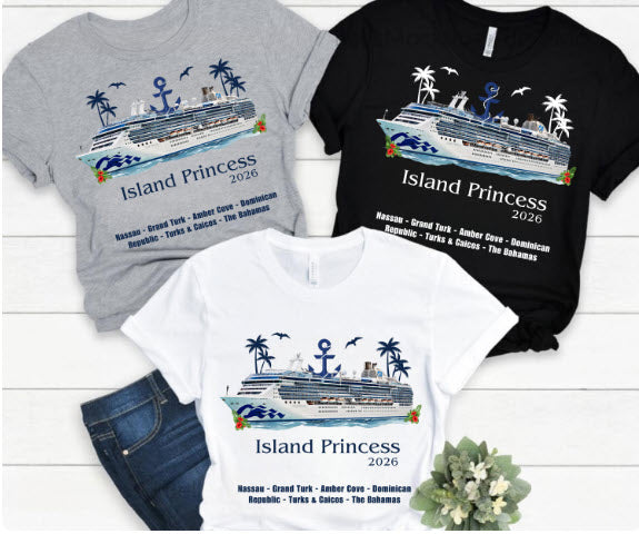 Island Princess Cruise Shirt | Princess Cruises Group Tee | Caribbean Cruise Souvenir Shirt | Cruise Ship Gift
