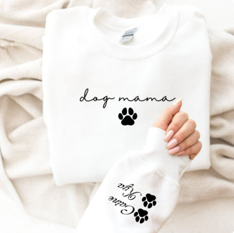 Personalized Dog Mama Sweatshirt | Custom Dog Name Sleeve Crewneck Gift