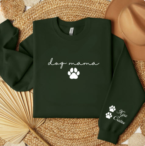 Personalized Dog Mama Sweatshirt | Custom Dog Name Sleeve Crewneck Gift