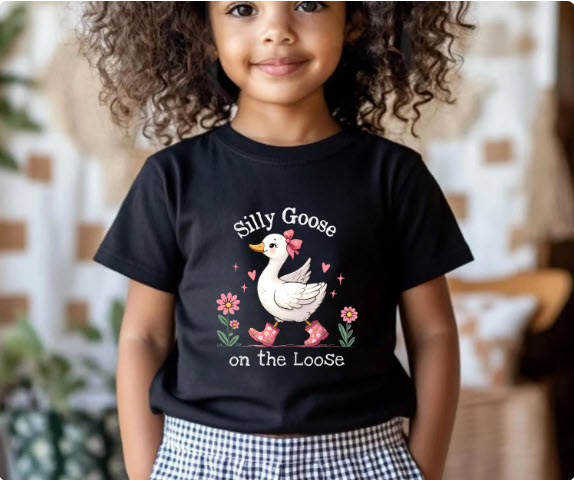 Silly Goose on the Loose Kids Shirt | Cute Toddler Girl Graphic Tee