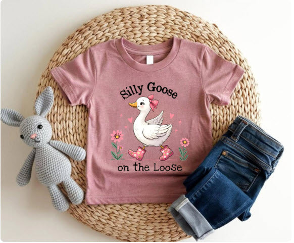 Silly Goose on the Loose Kids Shirt | Cute Toddler Girl Graphic Tee