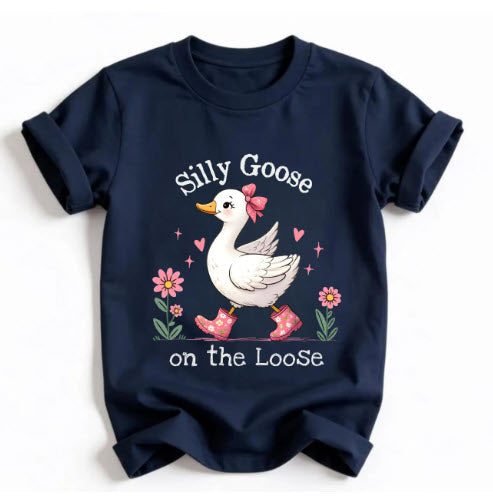Silly Goose on the Loose Kids Shirt | Cute Toddler Girl Graphic Tee