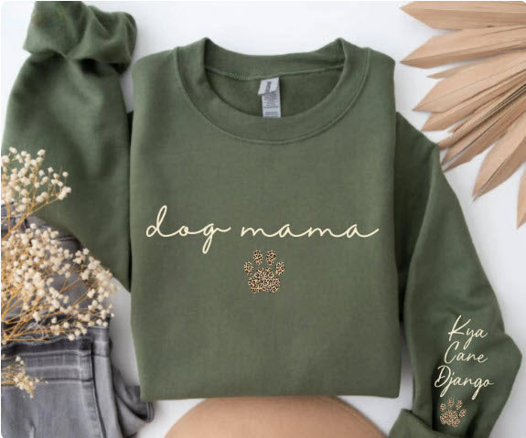 Dog Mama Sweatshirt with Dog Names on Sleeve | Personalized Dog Mom Gift