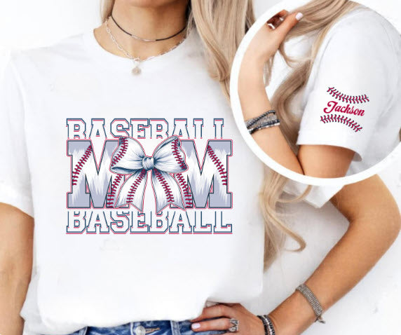 Baseball Mom Sweatshirt with Player Name on Sleeve | Personalized Baseball Mom Gift