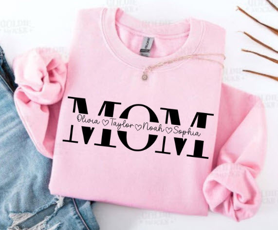 Personalized Mom Sweatshirt with Kids Names | Custom Mother Gift Crewneck