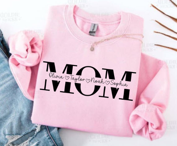Personalized Mom Sweatshirt with Kids Names | Custom Mother Gift Crewneck