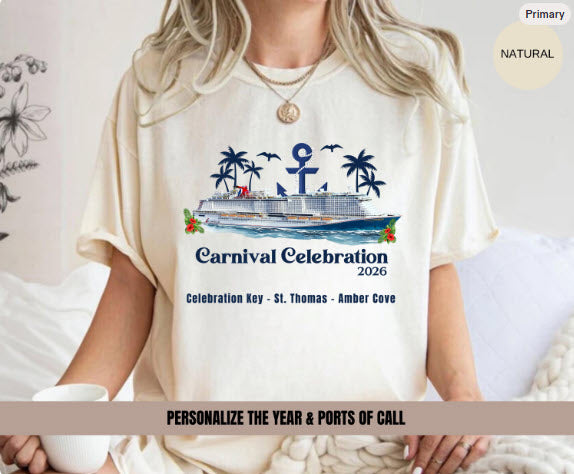 Carnival Celebration Cruise Shirt | Celebration Key St. Thomas Amber Cove Tee