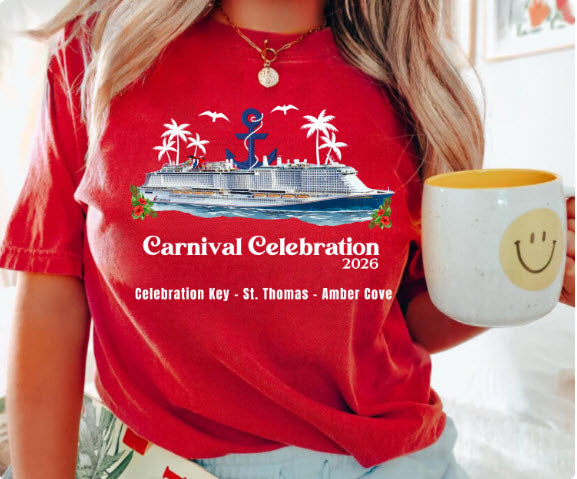 Carnival Celebration Cruise Shirt | Celebration Key St. Thomas Amber Cove Tee