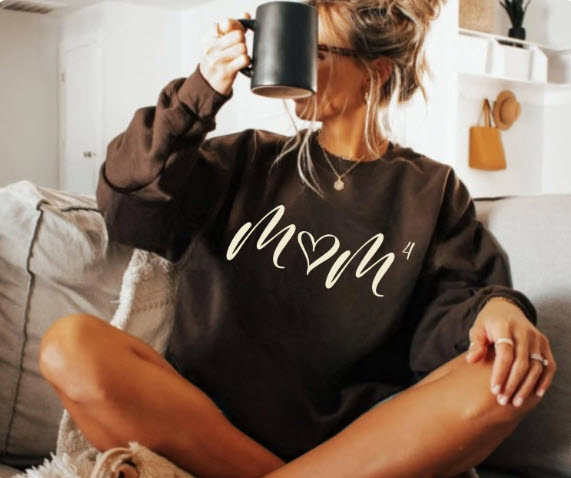Mom Squared Shirt | Mom of 2 Mom of 3 Heart Crewneck Gift