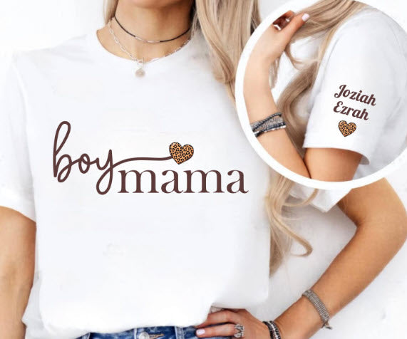 Boy Mama Sweatshirt with Sons Names on Sleeve | Personalized Boy Mom Gift