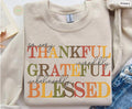 Thankful Grateful Blessed Sweatshirt | Fall Colorblock Typography Crewneck