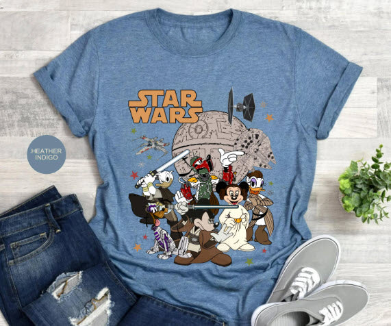 Disney Star Wars Shirt | Mickey Mouse Characters Death Star Galaxy Tee